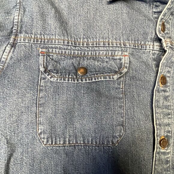 Levi’s Men’s Size L Flannel Lined Denim Button Down Long Sleeve Western Shirt - Picture 2 of 16